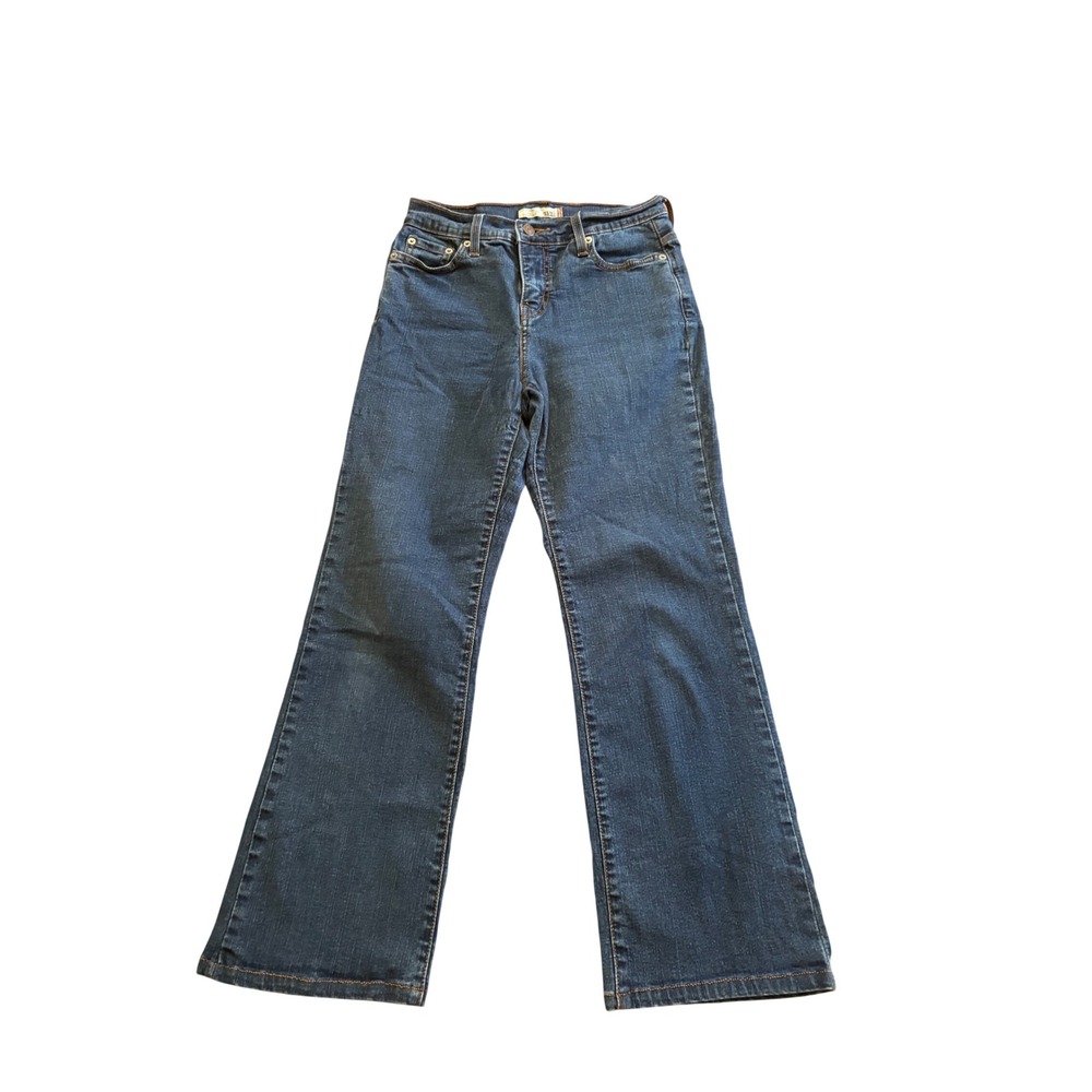 Levis 512 Perfectly Slimming Boot Cut Jeans Dark Wash Blue Denim 4 Short